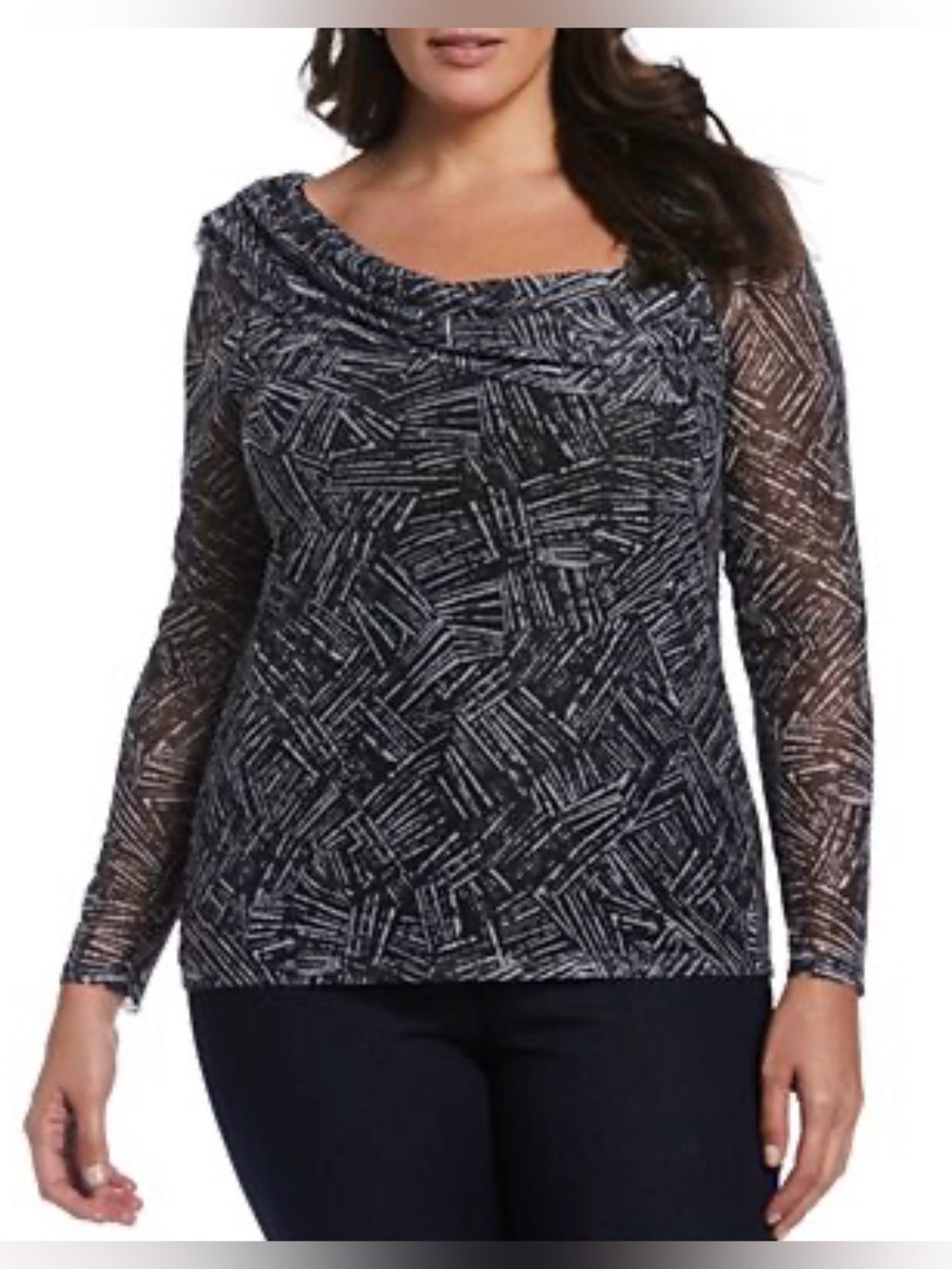 *4/$20* ELLA Rafaella Long Sleeve Patterned Top, sz 3X, *Flaw, see photos